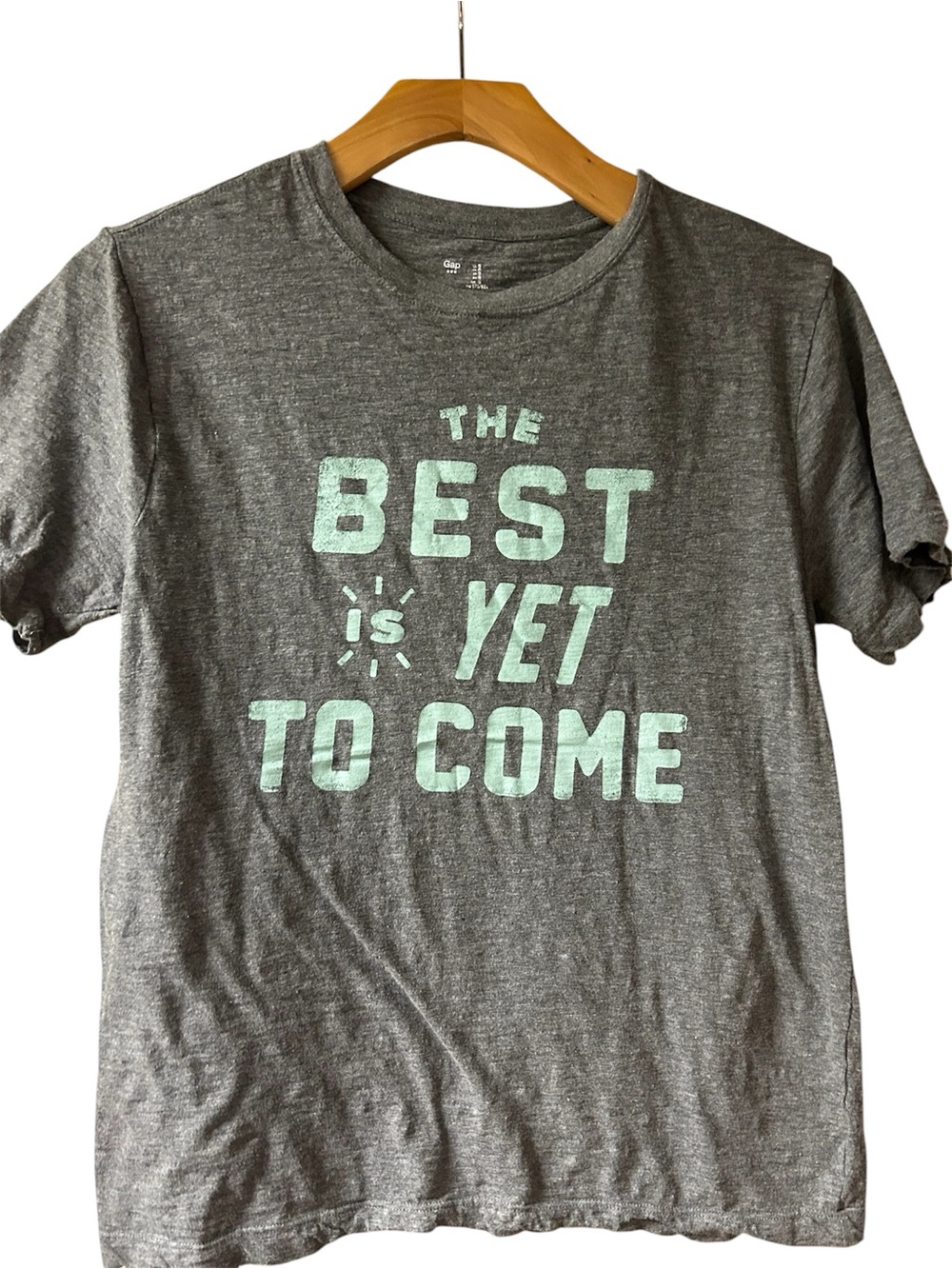 GAP Graphic Tee "The Best Is Yet To Come" - Grey and mint Print